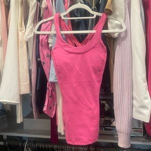 Pink Criss-Cross Lululemon Tank w Mesh Strap Detail